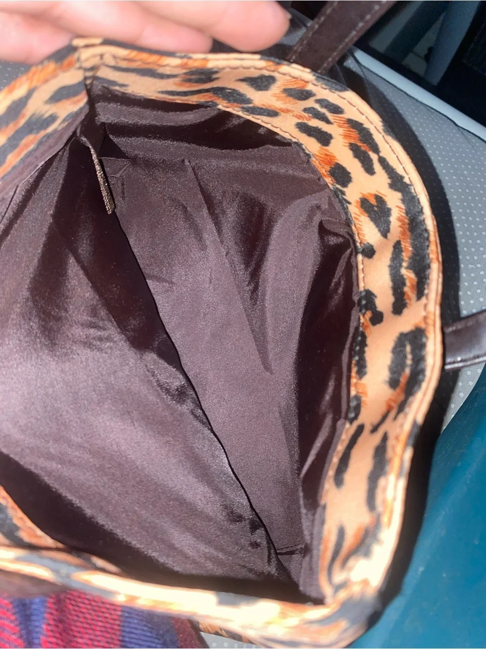 Leopard Print Tote Bag with Brown Handles